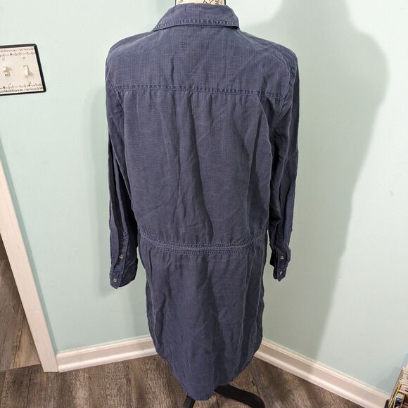 Orvis Women's Roll Tab Sleeve Button Pack Go Shirt Dress blue medium - Picture 2 of 5